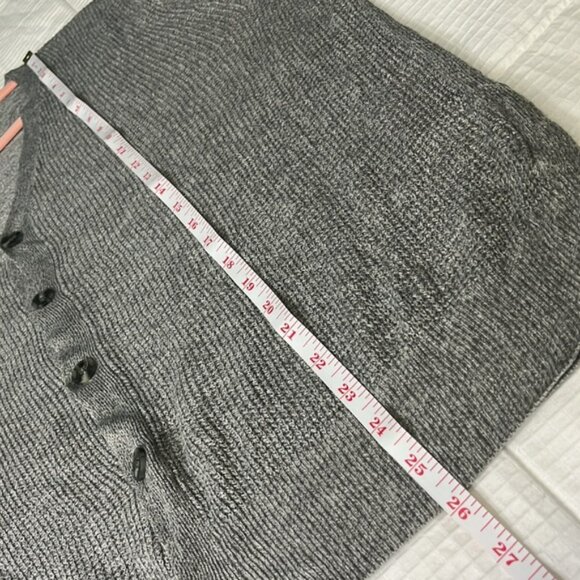 V-Neck Cardigan Sweater, Lightweight Soft Knit Acrylic, Grey, Large - Picture 5 of 7